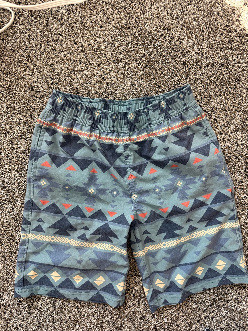 FAHERTY boys Size 10 swim trunks Geometric Print Elastic Waist Shorts with liner